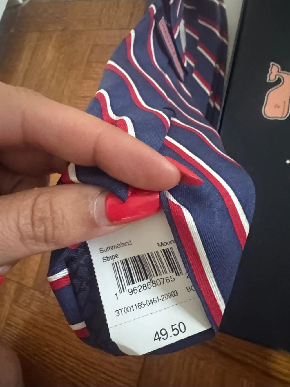 Vineyard Vines NWT NIB Navy Tie with Red and White Diagonal Stripes